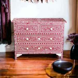 Eco Friendly Top Quality Beautiful Handcrafted Luxury Customized Floral Bone Inlay Bedside Drawer for Home Hotel From India - Product Image 3