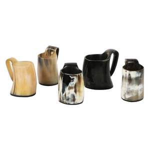 TAZAS DE CUERNO HECHOS A MANO FÁBRICA DE LA INDIA PRODUCTOS ARTESANALES Taza para beber de cuerno Nuevo diseño Natural Original Viking Drinking - Product Image 2