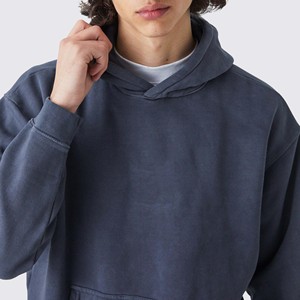 custom <b>Men's</b> washed hoodies drop shoulder Streetwear heavyweight Cotton <b>Pullover</b> hooded sweatshirts vintage hoodies for <b>men</b> - Product Image 3