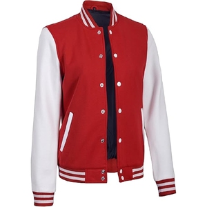 <b>Men</b> Classic Red and <b>White</b> Varsity <b>Jacket</b> – Authentic Athletic Letterman Bomber with Contrast <b>White</b> Sleeves - Product Image 6