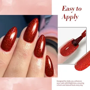 Vernis à ongles gel rouge pailleté - à base d'eau, DIY, semi-permanent, pour manucure artistique - Product Image 2