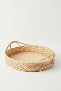 Natural woven rattan serving trays perfect for <b>rustic</b> <b>coffee</b> <b>table</b> decor and farmhouse style kitchen serving accessories - Product Image 4