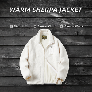 Veste en polaire vintage brodée avec logo personnalisé Unisexe Coupe ample Coupe-vent Respirante Polyester/Coton Col mandarin - Product Image 2