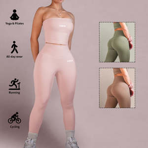 Conjunto de Yoga de 2 Piezas para Mujer de Alta Calidad OEM, Leggings de Fitness, Sujetador Deportivo sin Tirantes, Ropa de Yoga - Product Image 4
