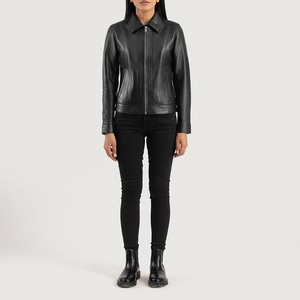Compra prendas de vestir exteriores de cuero personalizables para mujer Material de alta calidad Chaqueta de cuero genuino de mejor ajuste para mujer 2026 - Product Image 4