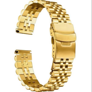 Bracelet de montre intelligente unisexe de luxe GD251 en acier inoxydable doré 20-22 mm réglable, solide, étanche, léger, respirant et durable - Product Image 1