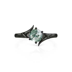 Jeulia Rose Gold Plated Bypass Gothic Thorn <b>Moss</b> <b>Agate</b> Fashion Engagement <b>Ring</b> - Product Image 1
