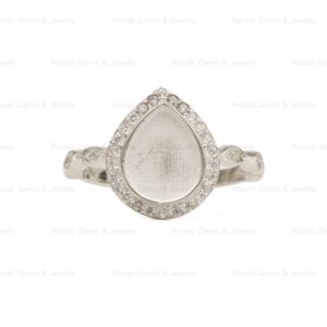 Plata de Ley 925 genuina chapada en plata 8x10mm pera media eternidad CZ semi montaje bisel en blanco anillo de ajuste piedras preciosas cenizas renunciar - Product Image 3