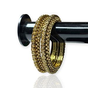 Elegant <b>Gold</b> Plated <b>Pearl</b> Bangles Set Geometric Trendy Design for Women-Anniversary & Wedding Wear at Wholesale Price - Product Image 3