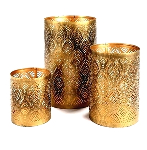 Vela Votives con diseño de hojas para una apariencia sofisticada en el uso doméstico como artículo de decoración del hogar Centro de mesa Estilo tradicional de hierro - Product Image 1