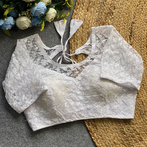 Bonne qualité Bon prix Designer fantaisie élégant Nylon pur de qualité supérieure avec broderie séquence travail Readymade Blouse - Product Image 5