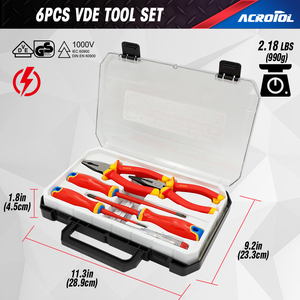 Maxxtools MV-36 VDE Isoliertes 6-teiliges Elektriker-Sicherheitswerkzeugset Zangen Schraubendreher Spannungsprüfer Kunststoffkoffer (OEM) - Product Image 2