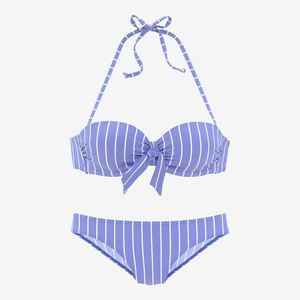 Ensemble de bikini triangle pour femmes, vente en gros, logo personnalisé, devant sexy, push-up, bandeau, best-seller, uni, écologique, bleu clair - Product Image 1