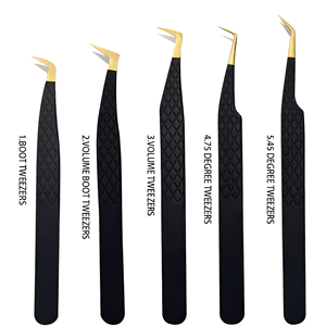 Ensemble de pinces à épiler professionnelles pour extensions de cils, en acier inoxydable, pinces à épiler professionnelles à pointe en fibre, pinces à épiler à pointe en fibre - Product Image 5