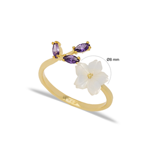 Elegant Amethyst Stone Flower <b>Adjustable</b> Women <b>Ring</b> Turkish Wholesale Handmade 925 <b>Sterling</b> <b>Silver</b> Jewelry - Product Image 3