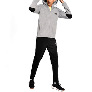 Algodón/poliéster personalizado su propio logotipo cremallera completa con dos bolsillos transpirable pulóver Sudadera con capucha básicos mezcla de algodón - Product Image 3