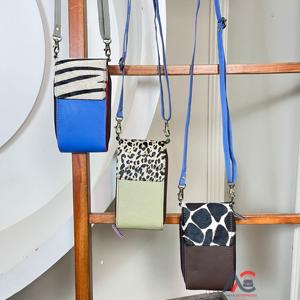 New Real Handmade Recycled <b>Fur</b> Leather Mobile Sling Bags Multi Color Women's Stylish <b>Animal</b> Print Unique Mobile Crossbody Bags - Product Image 1
