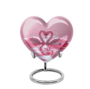 Urna romántica de corazón para cenizas humanas, diseño de reflejo de cisne rosa, recuerdo moderno decorativo, funeral de entierro para adultos, 200 pulgadas cúbicas - Product Image 5