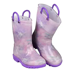 Venta al por mayor de botas de PVC con estampado personalizado para niñas Botas de lluvia impermeables para bebés para el verano primavera otoño