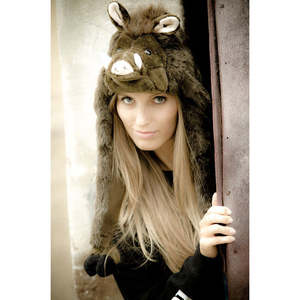 Customizable Logo Wild Boar Plush Ski and <b>Winter</b> Hat for Outdoor Party Casual and Travel Use - Product Image 2