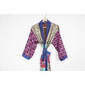 Handmade 100% <b>Silk</b> Kimono Robe <b>for</b> <b>Women</b> Bohemian Floral Pattern Summer Soft Sleepwear Breathable Casual Coat <b>for</b> Bridesmaids - Product Image 2