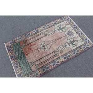 Alfombra Vintage de 2.5x4 pies, Alfombra Azul Sólida de Lana - Product Image 2