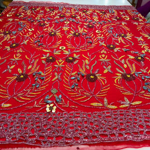 3D Hand Beaded Embroidered <b>Fabric</b> - Product Image 1