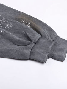 2025 Diamond Distressed Zip up Hoodie 420gms Sudaderas con capucha de alta calidad Color Wash Hoodie High Street Basics, mezcla de algodón - Product Image 4