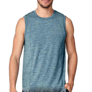 Débardeurs sans manches décontractés et respirants pour hommes, écologiques, pour la gym et le sport, en polyester/coton, vente en gros - Product Image 1