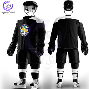 ชุดยูนิฟอร์มฮ็อกกี้น้ำแข็งสีดำสำหรับทีมบริการ OEM พิมพ์โลโก้ตามสั่ง - Product Image 5