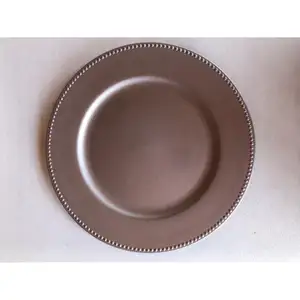 Placa de plato de cargador única recubierta antigua para camareros de hoteles y restaurantes, bandeja de servicio, bandeja de cargador de Metal reutilizable