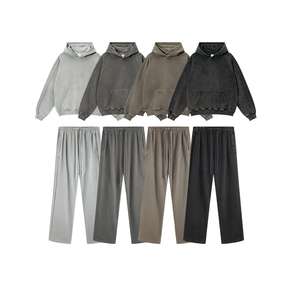 Ensemble survêtement streetwear pour homme de qualité supérieure personnalisé, lavé à l'acide, avec sweat à capuche et pantalon de survêtement, logo personnalisé, taille plus pour l'extérieur - Product Image 6