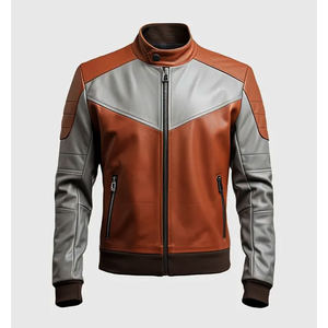 Veste de moto pour homme coupe-vent personnalisée, imperméable, pour la conduite et les courses, en cuir - Product Image 1