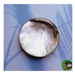 Juego de cuchara y plato redondos de nácar, cuchara y plato de nácar hechos a mano, plato de concha único para hogares de lujo - Product Image 3