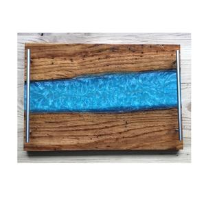 Tabla de cortar de resina exótica con base de madera con diseño de galaxia, ideal para la cocina, servir charcutería y regalar - Product Image 5