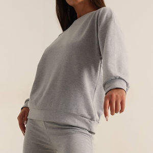 Ensemble de survêtement d'hiver deux pièces pour femme, motif uni, épaules tombantes, haute qualité, style streetwear personnalisé, fabricant en gros 2026 - Product Image 6