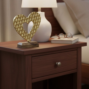 Ornement de Noël élégant en forme de cœur antique |   Artisanat en bois et aluminium de haute qualité |   Décoration de maison de vacances - Product Image 5