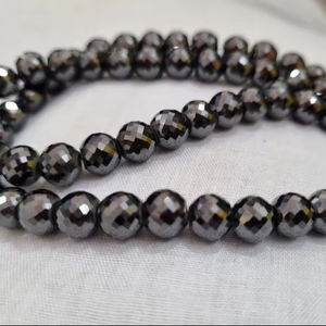 Cuentas facetadas de diamantes de moissanita negra, cuentas de diamantes de 8 mm hechas a mano, cuentas a granel personalizadas para hacer joyas, collar - Product Image 1