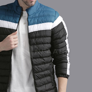 Vestes d'hiver matelassées de haute qualité fabriquées au Pakistan, col montant enduit, logo sur le devant, design personnalisé, vente en gros, vestes à capuche pour hommes - Product Image 3