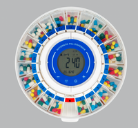 Distributeur automatique de pilules avec gobelets amovibles, 21 compartiments, 9 anneaux de dosage, rappel par alarme, écran LCD, alertes sonores et lumineuses