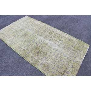 Tapis turc vintage 3,8x6,8 pieds, tapis oriental vert - Product Image 1