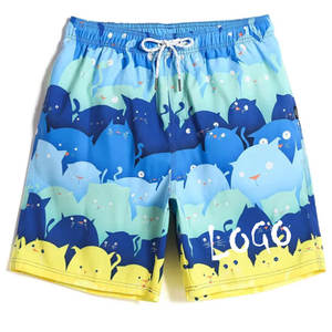 Pantalones cortos de tabla de fitness de playa con estampado de flores sólidas para hombre, precio al por mayor, pantalones cortos de sublimación de punto de poliéster OEM de verano - Product Image 3