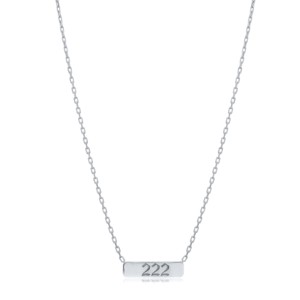 Collar con Colgante Rectangular con Número de Ángel 222, Diseño Simple, Hecho a Mano en Turquía, Joyería de Plata de Ley 925 al por Mayor - Product Image 5