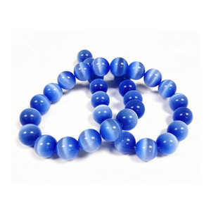 Perles de pierre, perles œil de chat bleues, brin de perles, bijoux en pierre, pierre précieuse lisse, collier de guérison, perle de cristal naturel, grossiste - Product Image 6