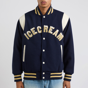 Veste universitaire avec manches en cuir, corps en mélange de laine, taille et couleurs personnalisées, idéale pour les équipes et les écoles - Product Image 1