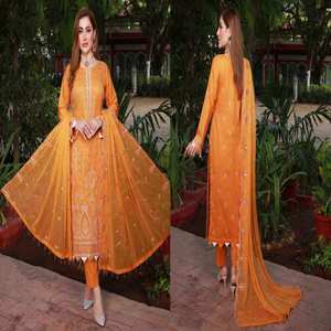 Fancy Wears Ropa asiática Venta al por mayor Pakistán y Damas Indias Camisa de césped de alta calidad de 3 piezas con Pantalón de algodón - Product Image 1