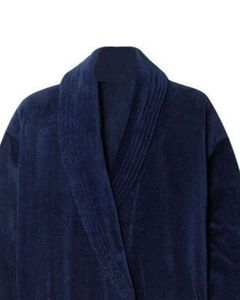Peignoir en velours bleu marine pour homme, robe longue en peluche douce avec ceinture et poches, chaud et confortable, vêtement de maison de luxe, robe de détente - Product Image 4