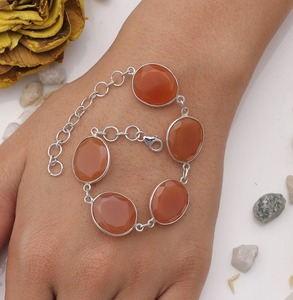 925 Sterling Silver Handmade Gemstone Cornaline Spinner Bracelet Beaux Bijoux 925 Estampillé Argent Design Bracelet Solide - Product Image 4