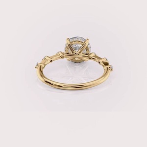 Anillo de Compromiso con Diamante Cultivado en Laboratorio, Corte Redondo, Certificado por IGI, Oro Blanco/Rosa y Amarillo de 14K, Anillo de Novia con Diamante de Acento Redondo - Product Image 4