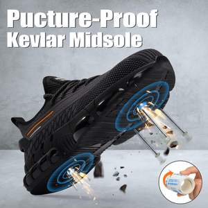 Chaussures de sécurité légères et respirantes à lacets, avec embout en acier, anti-perforation, anti-choc, anti-perforation, pour l'industrie de la construction et des usines - Product Image 3